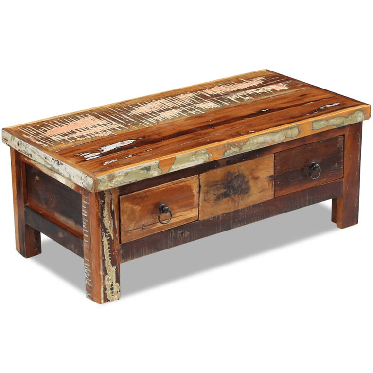 Salontafel met lades 90x45x35 cm massief gerecycled hout MeubelReus