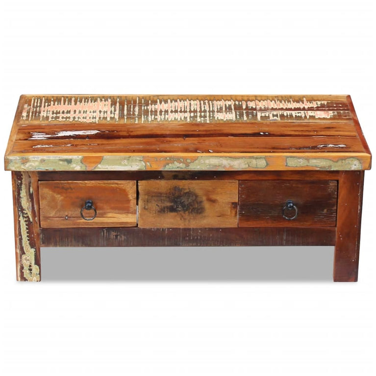 Salontafel met lades 90x45x35 cm massief gerecycled hout MeubelReus