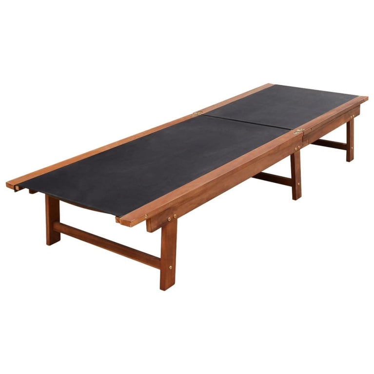Ligbedden 2 st met tafel massief acaciahout en textileen MeubelReus