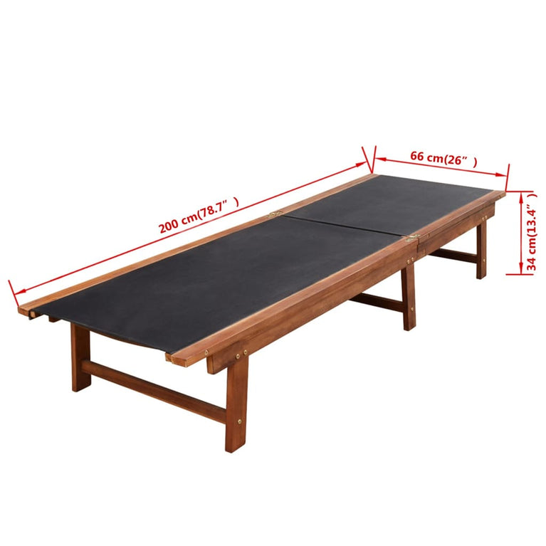 Ligbedden 2 st met tafel massief acaciahout en textileen MeubelReus