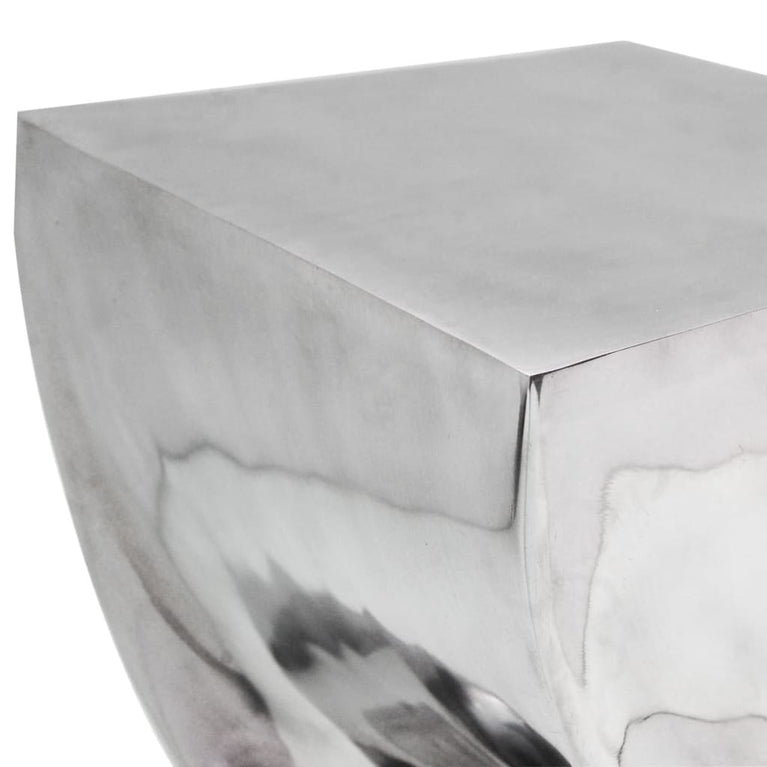 Kruk/bijzettafel in gedraaide vorm zilver aluminium