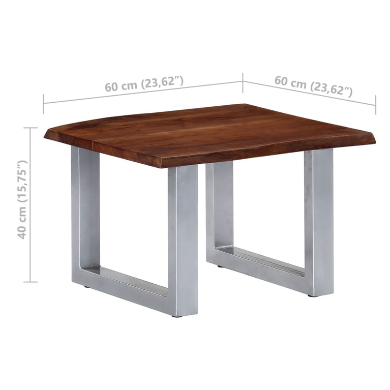 Salontafel met natuurlijke randen 60x60x40 cm acaciahout MeubelReus