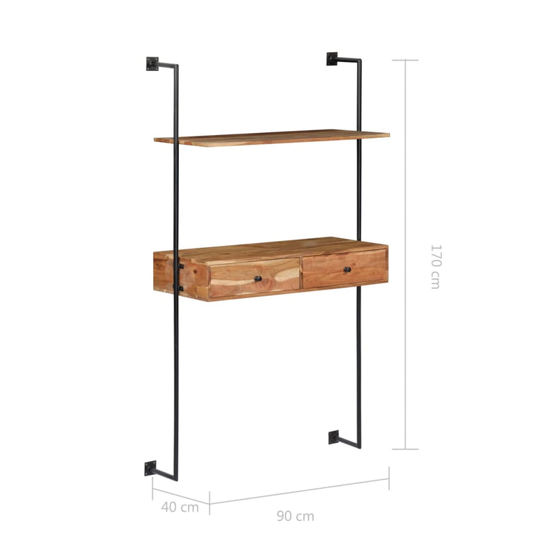 Wandbureau 90x40x170 cm massief acaciahout MeubelReus