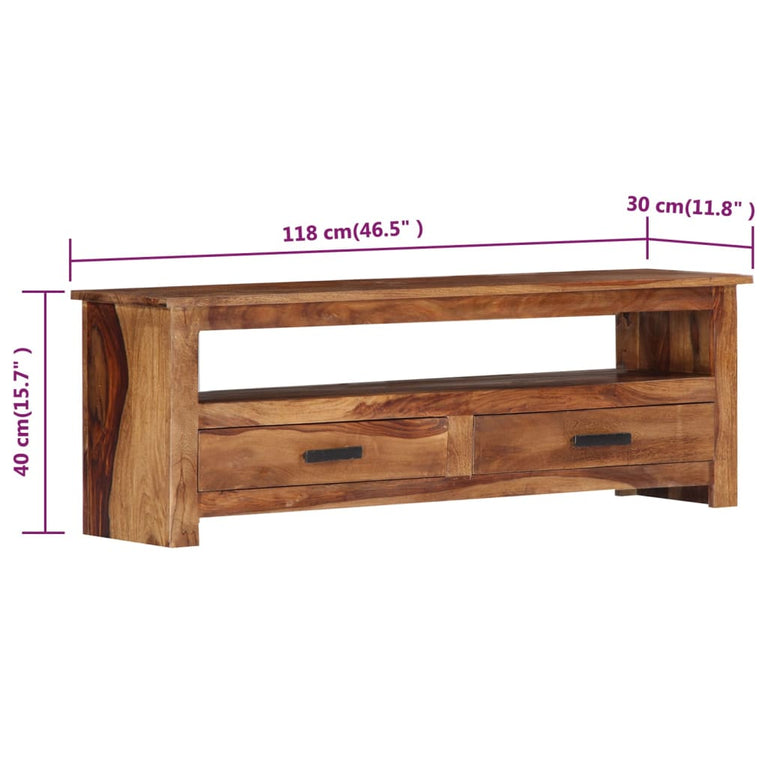 TV-meubel 118x30x40 cm massief sheeshamhout MeubelReus