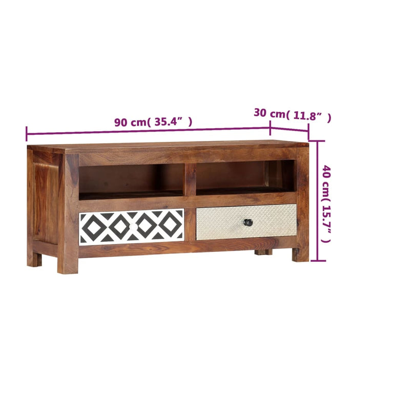 Tv-meubel 90x30x40 cm massief sheeshamhout MeubelReus