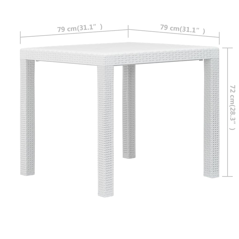 Tuintafel 79x79x72 cm rattan-look kunststof wit MeubelReus