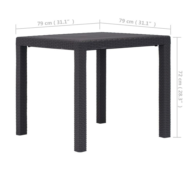 Tuintafel 79x79x72 cm rattan-look kunststof bruin MeubelReus