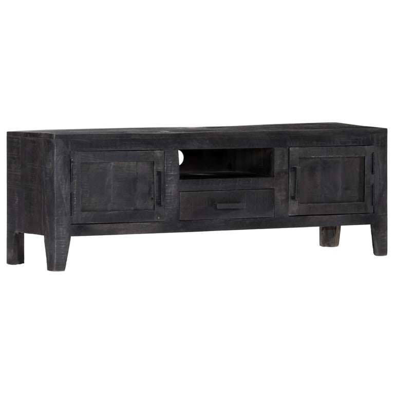 Tv-meubel 118x30x40 cm massief mangohout zwart MeubelReus