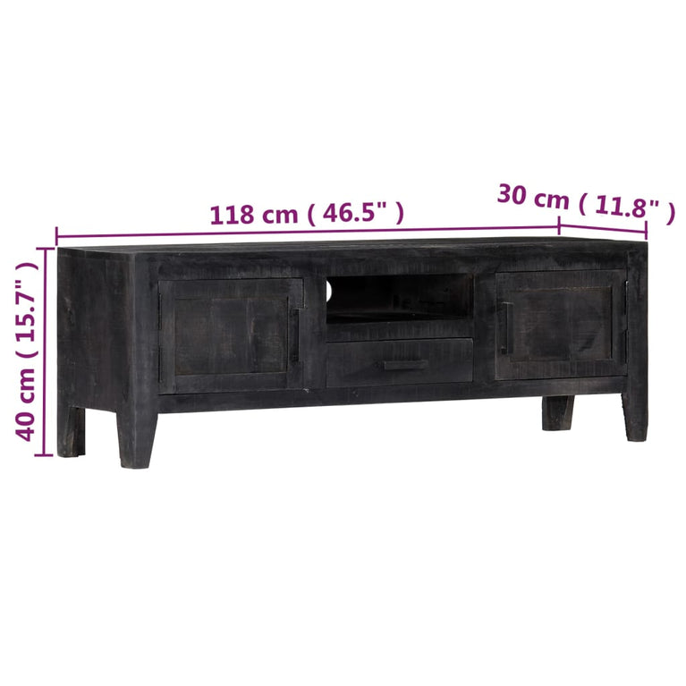 Tv-meubel 118x30x40 cm massief mangohout zwart MeubelReus