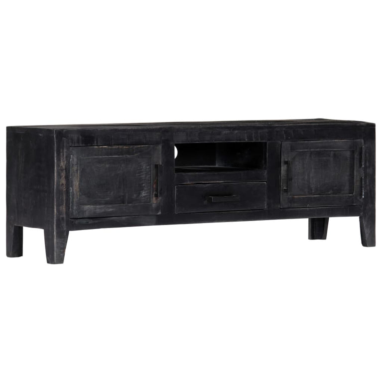 Tv-meubel 118x30x40 cm massief mangohout zwart MeubelReus