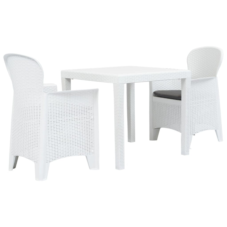 3-delige Bistroset rattan-look kunststof wit MeubelReus