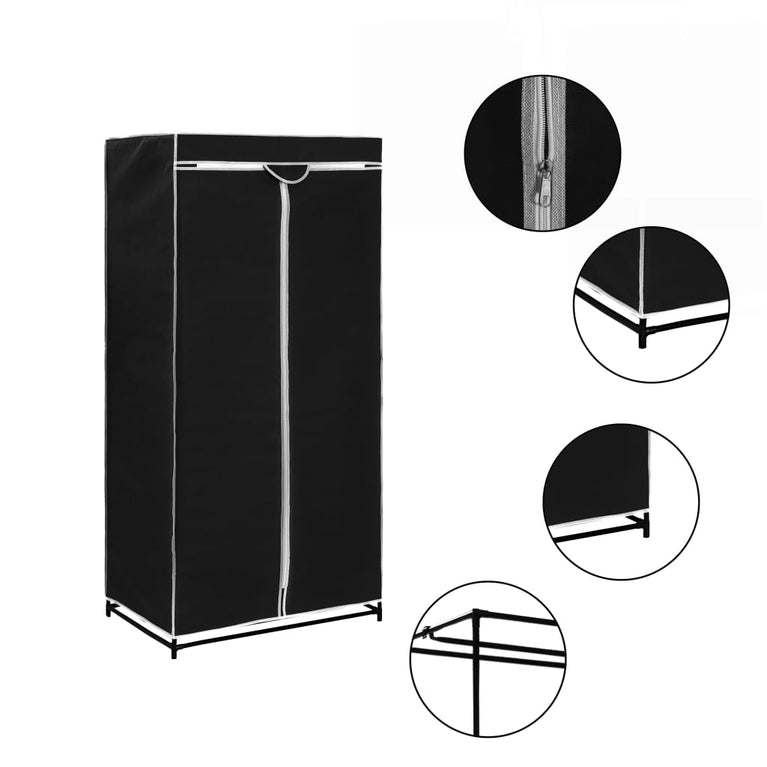 Kledingkasten 2 st 75x50x160 cm zwart