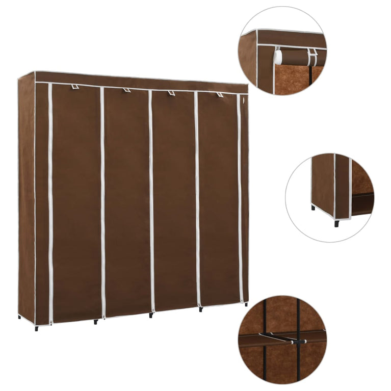 Kledingkast met 4 vakken 175x45x170 cm bruin MeubelReus