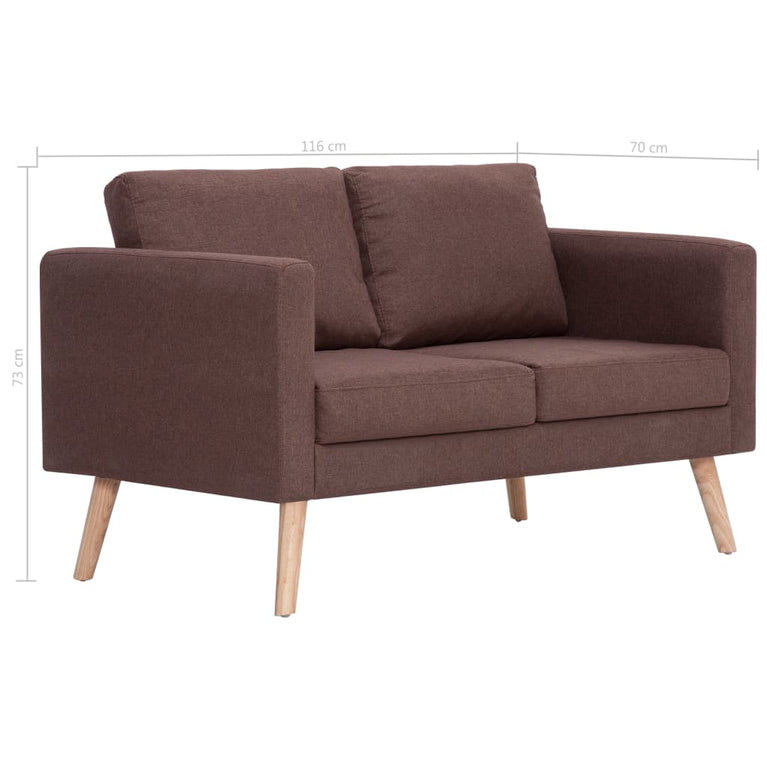 Tweezitsbank stof bruin MeubelReus
