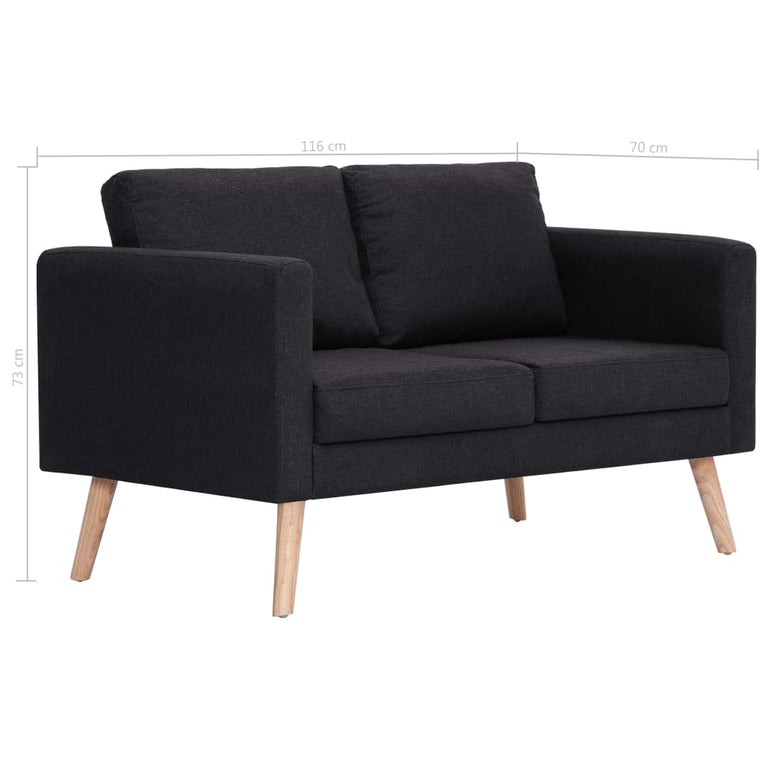 Tweezitsbank stof zwart MeubelReus