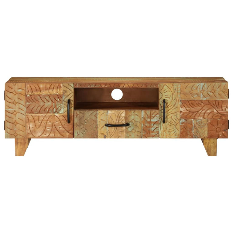 Tv-meubel handgesneden 120x30x40 cm massief gerecycled hout MeubelReus