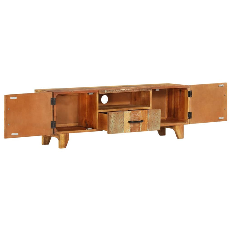 Tv-meubel handgesneden 120x30x40 cm massief gerecycled hout MeubelReus