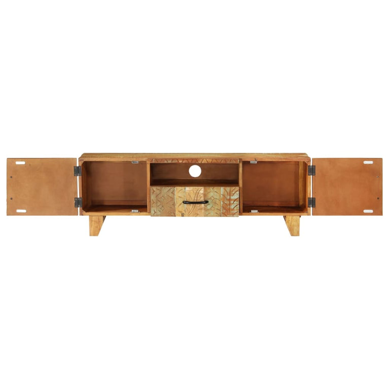 Tv-meubel handgesneden 120x30x40 cm massief gerecycled hout MeubelReus