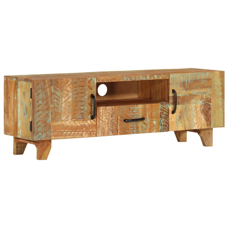 Tv-meubel handgesneden 120x30x40 cm massief gerecycled hout MeubelReus