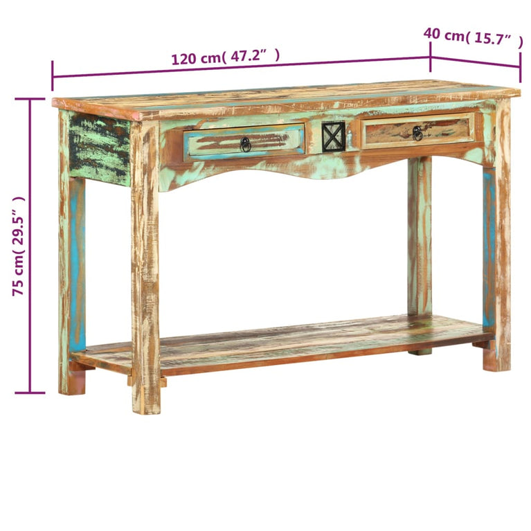 Wandtafel 120x40x75 cm massief gerecycled hout MeubelReus
