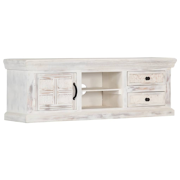 Tv-meubel 120x30x40 cm massief mangohout wit MeubelReus