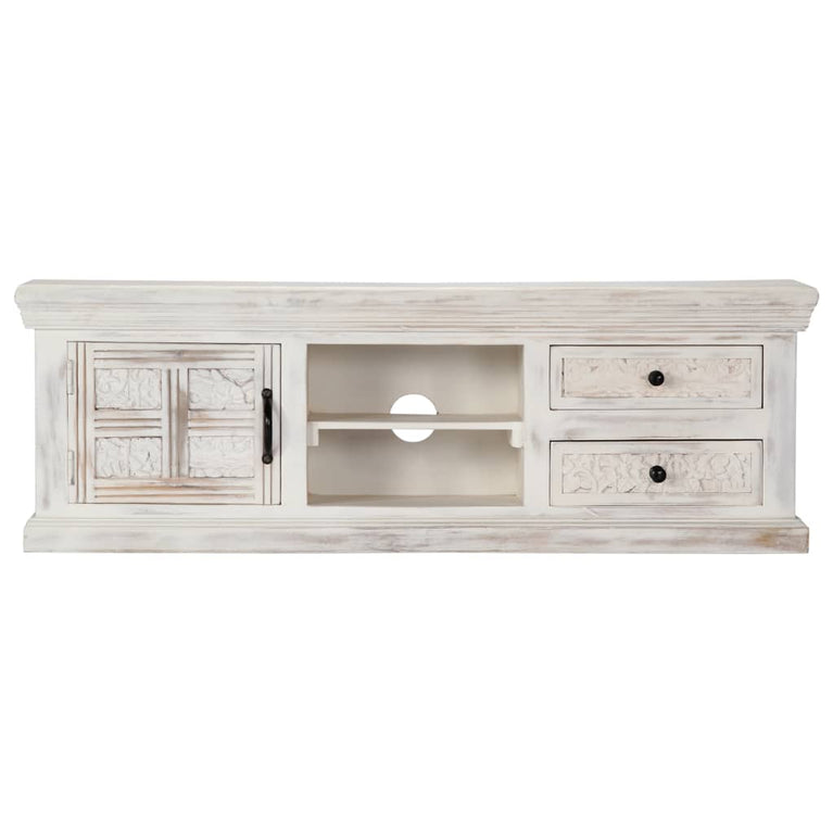 Tv-meubel 120x30x40 cm massief mangohout wit MeubelReus