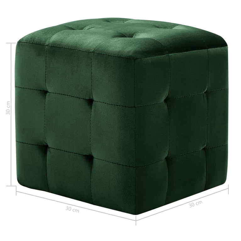 Nachtkastjes 2 st 30x30x30 cm fluweel groen