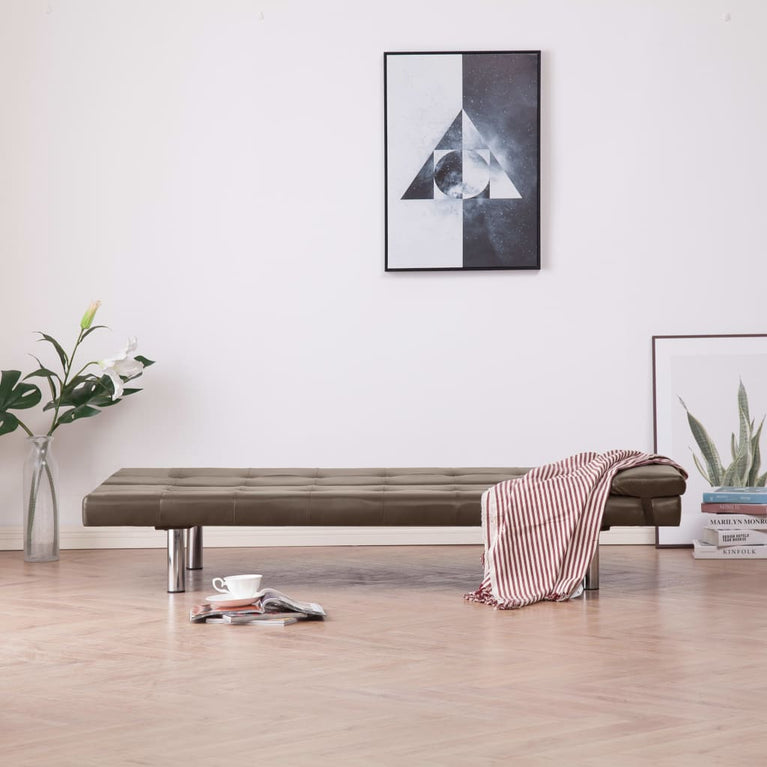 Slaapbank met twee kussens kunstleer bruin MeubelReus