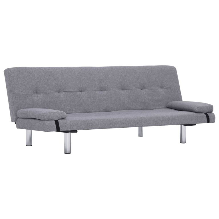 Slaapbank met twee kussens polyester lichtgrijs MeubelReus