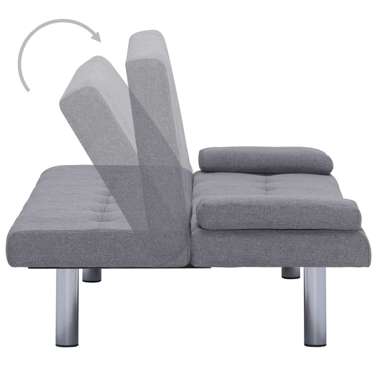 Slaapbank met twee kussens polyester lichtgrijs MeubelReus