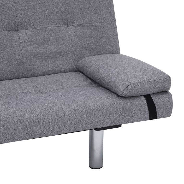 Slaapbank met twee kussens polyester lichtgrijs MeubelReus