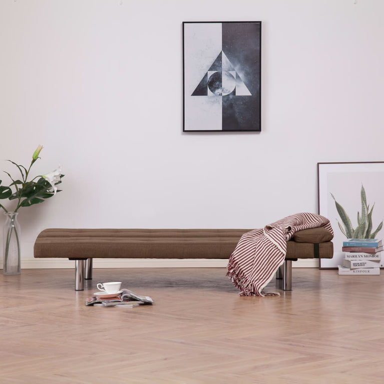 Slaapbank met twee kussens polyester bruin MeubelReus