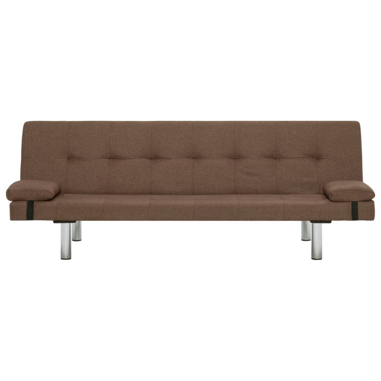 Slaapbank met twee kussens polyester bruin MeubelReus