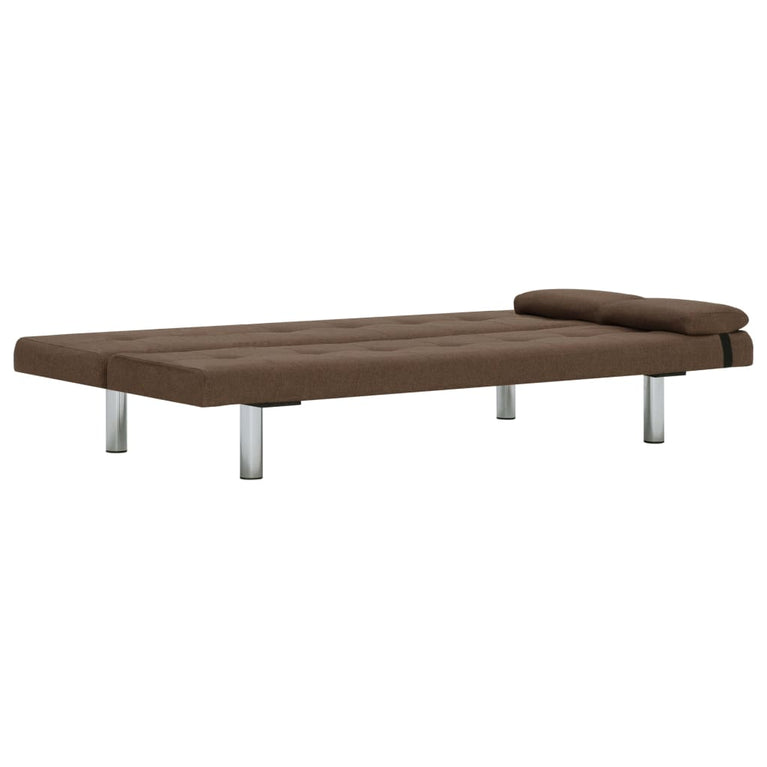Slaapbank met twee kussens polyester bruin MeubelReus