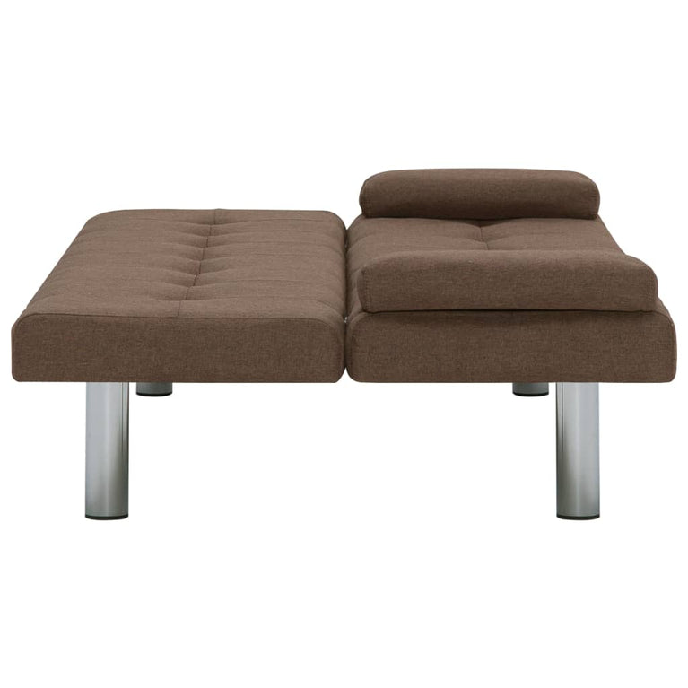 Slaapbank met twee kussens polyester bruin MeubelReus
