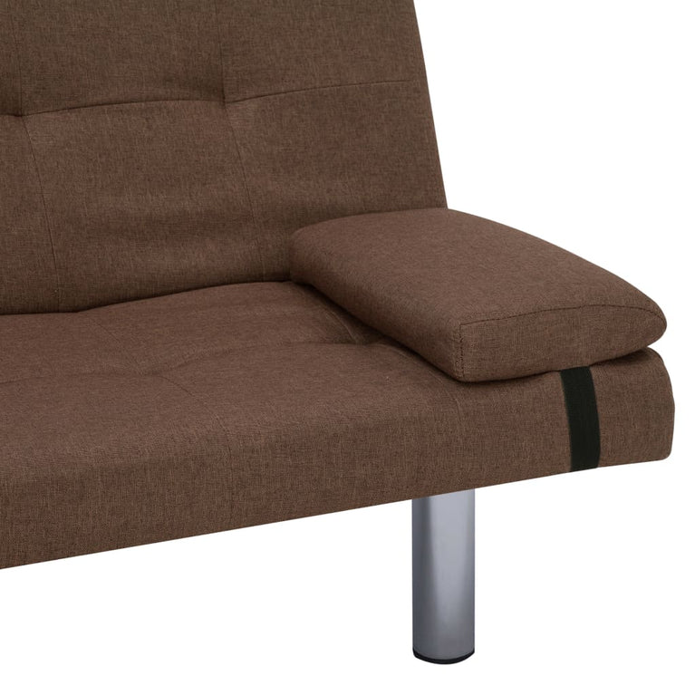 Slaapbank met twee kussens polyester bruin MeubelReus