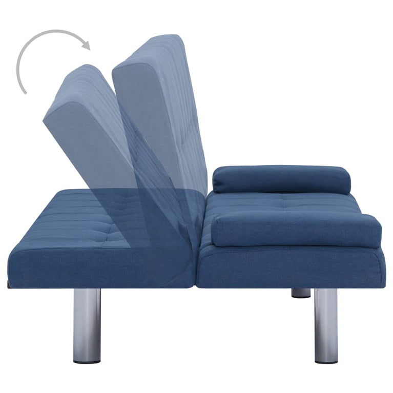 Slaapbank met twee kussens polyester blauw MeubelReus
