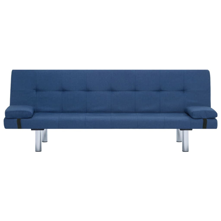 Slaapbank met twee kussens polyester blauw MeubelReus