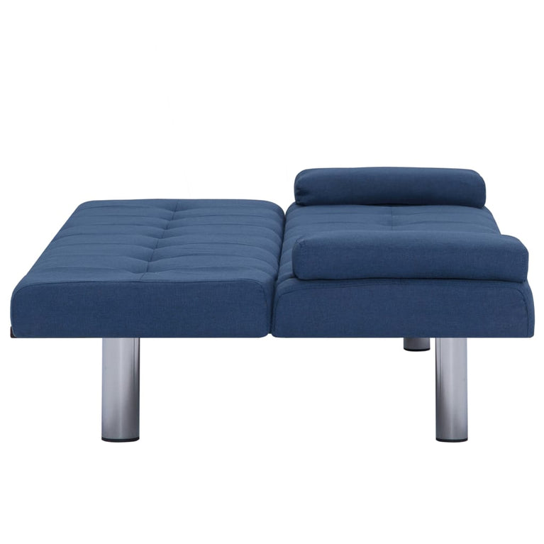 Slaapbank met twee kussens polyester blauw MeubelReus