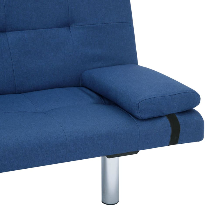 Slaapbank met twee kussens polyester blauw MeubelReus