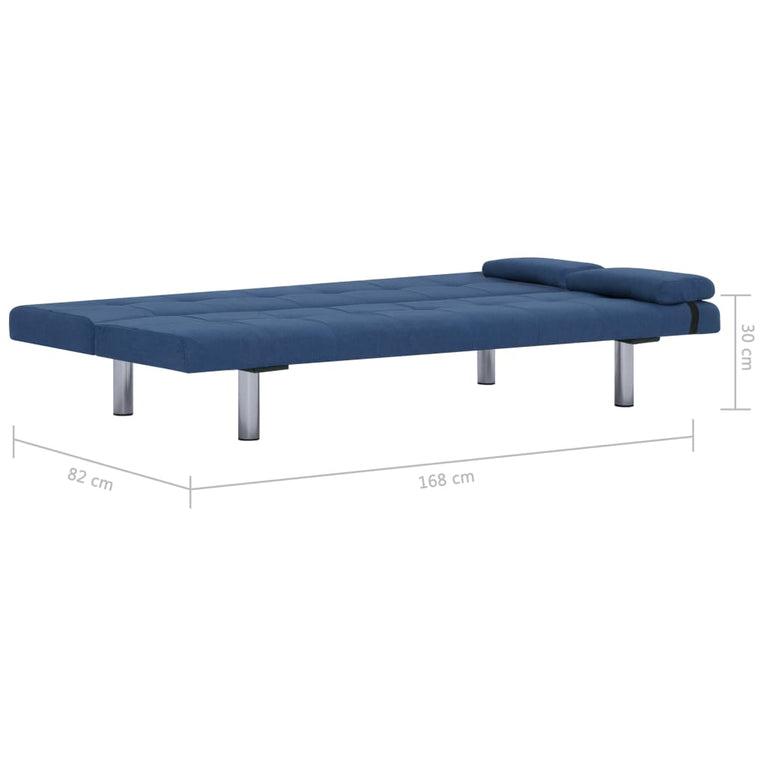 Slaapbank met twee kussens polyester blauw MeubelReus