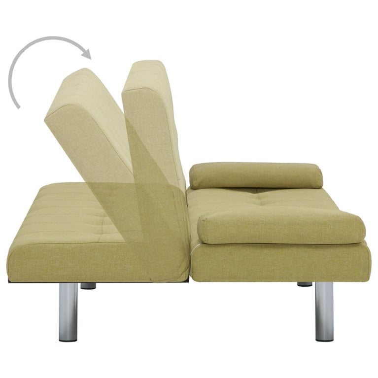 Slaapbank met twee kussens polyester groen MeubelReus