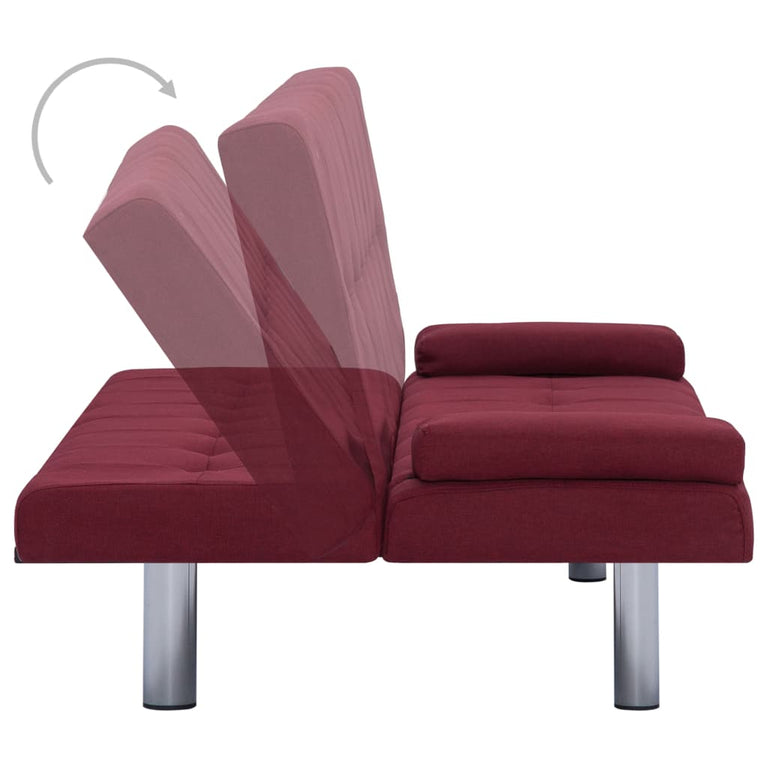 Slaapbank met twee kussens polyester wijnrood MeubelReus