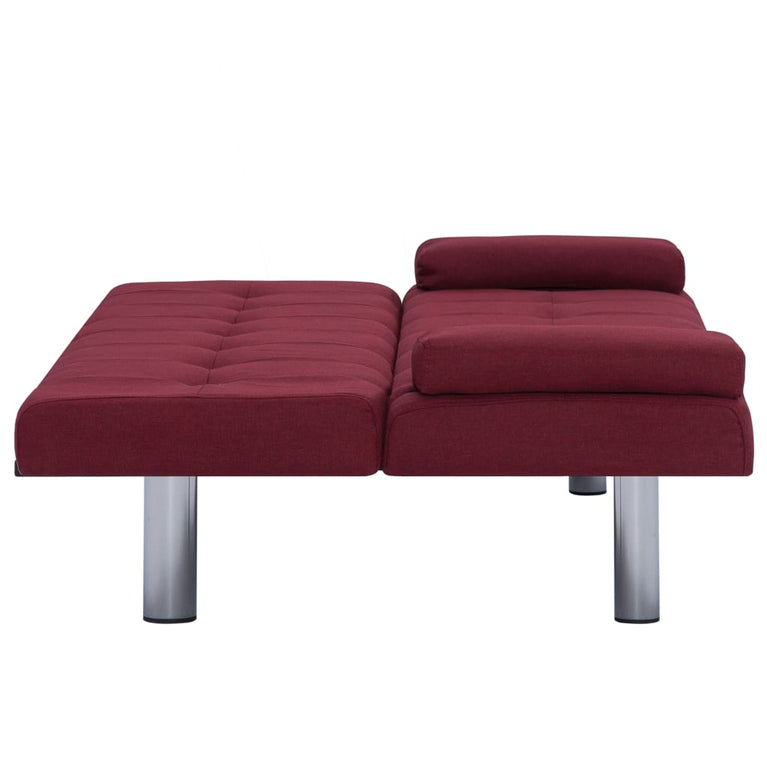 Slaapbank met twee kussens polyester wijnrood MeubelReus