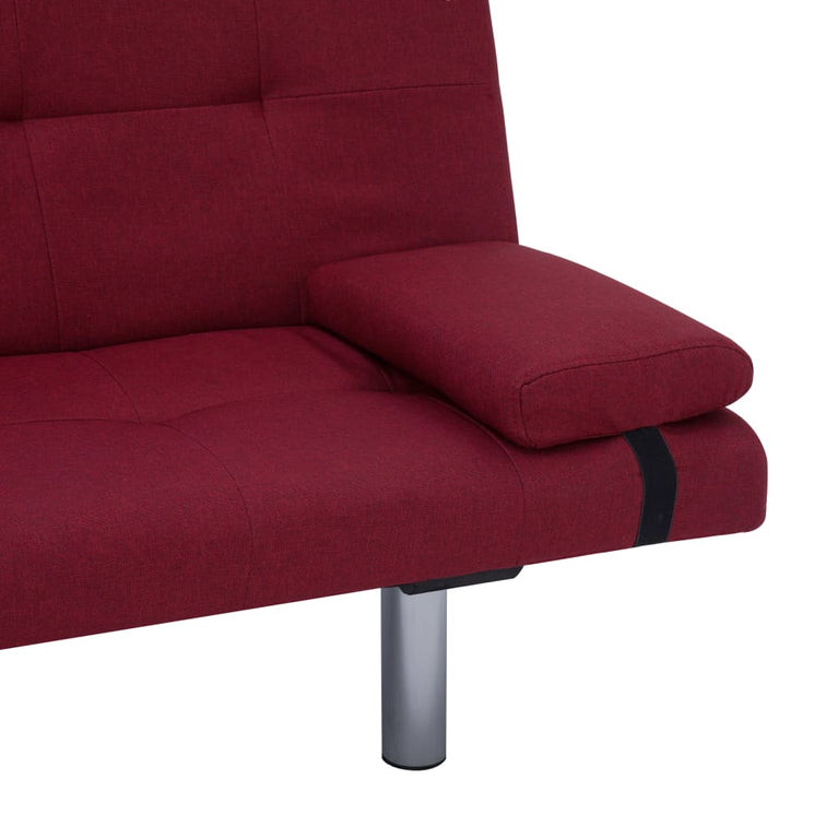 Slaapbank met twee kussens polyester wijnrood MeubelReus