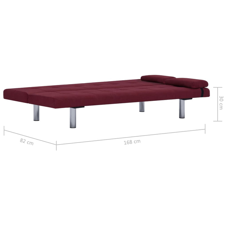 Slaapbank met twee kussens polyester wijnrood MeubelReus