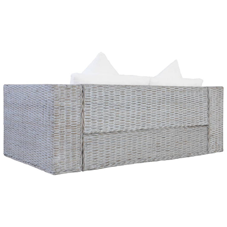 Tweezitsbank met kussens natuurlijk rattan MeubelReus