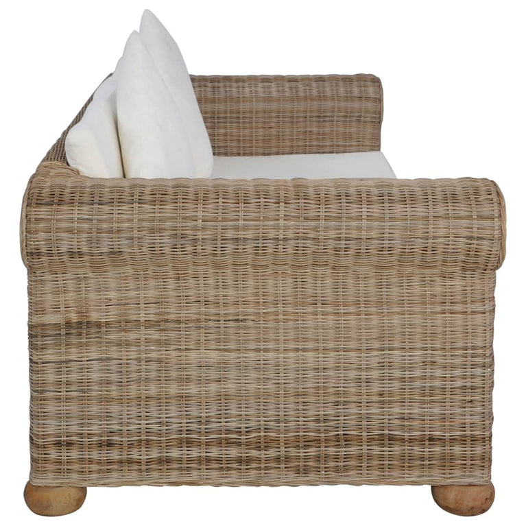 Tweezitsbank met kussens natuurlijk rattan MeubelReus