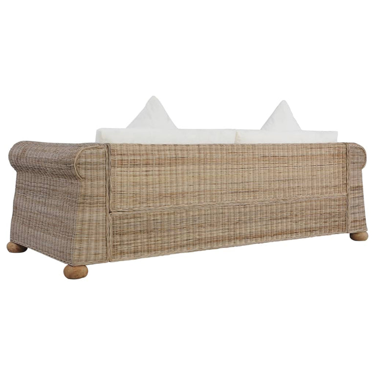 Driezitsbank met kussens natuurlijk rattan MeubelReus