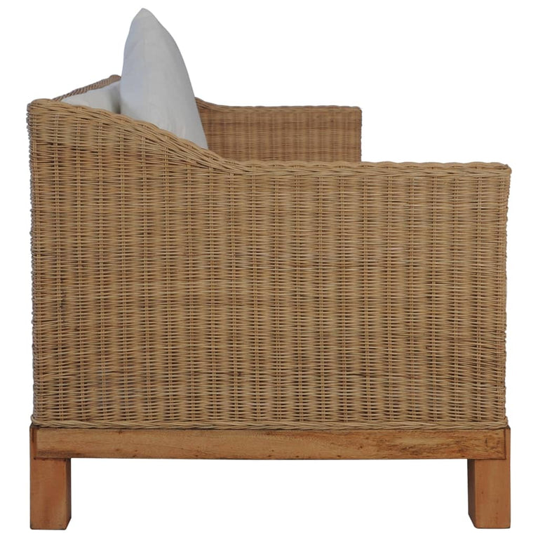 Driezitsbank met kussens natuurlijk rattan MeubelReus